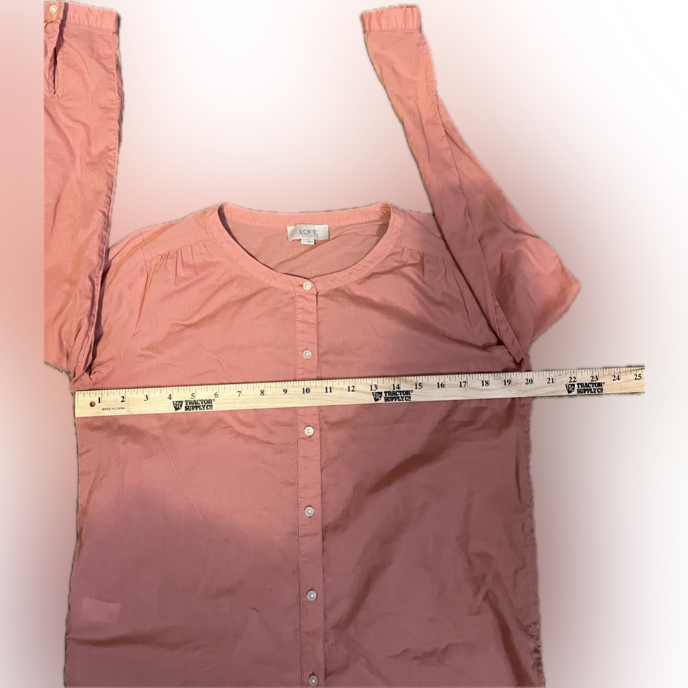 LOFT by Ann Taylor Peachy Pink Mandarin Collar Button Down Top size S - Picture 9 of 12